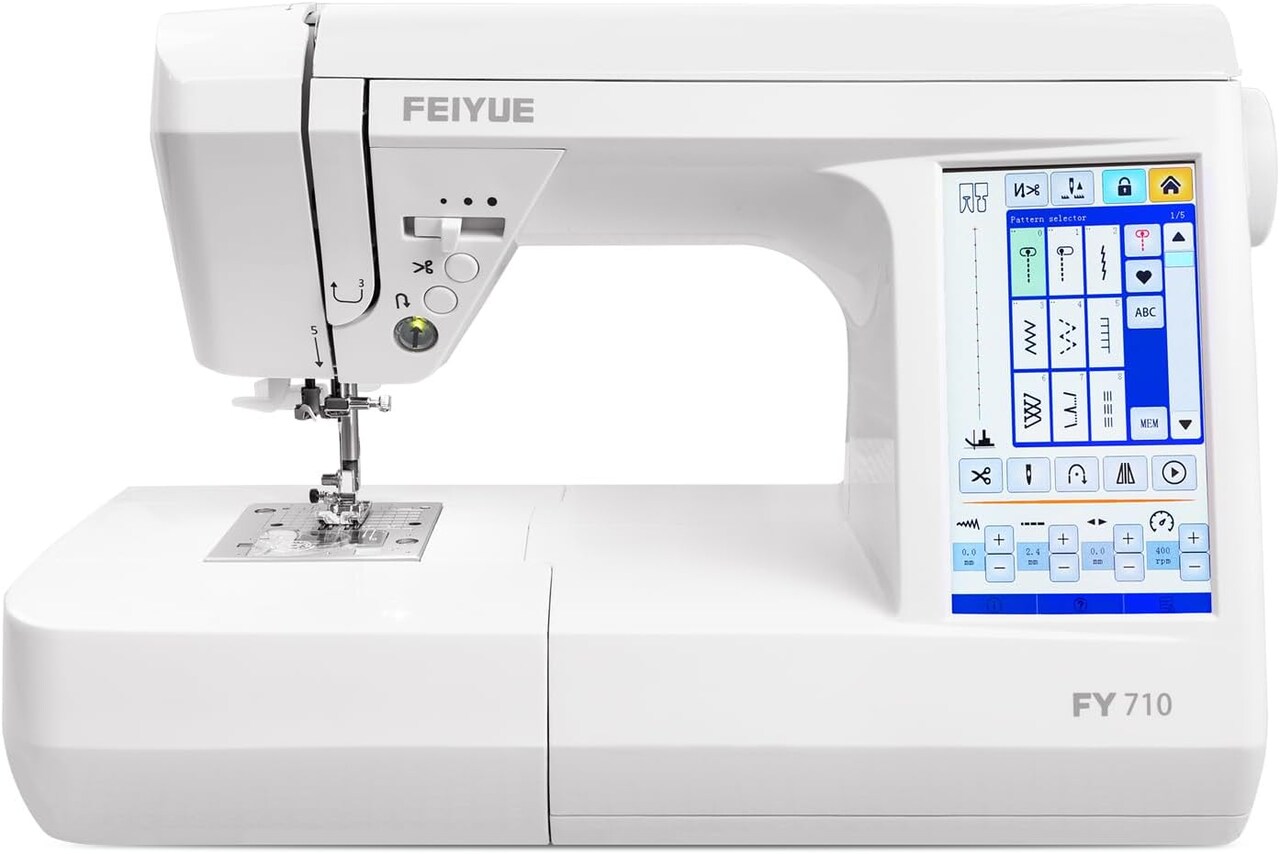 FEIYUE FY710 Computerized Sewing Machine - 180 Stitch Patterns, Stitch Memory, LCD Display, Adjustable Speed, Automatic Thread Cutter, Presser Foot Set, for Advanced Sewing, Quilting & Monogramming